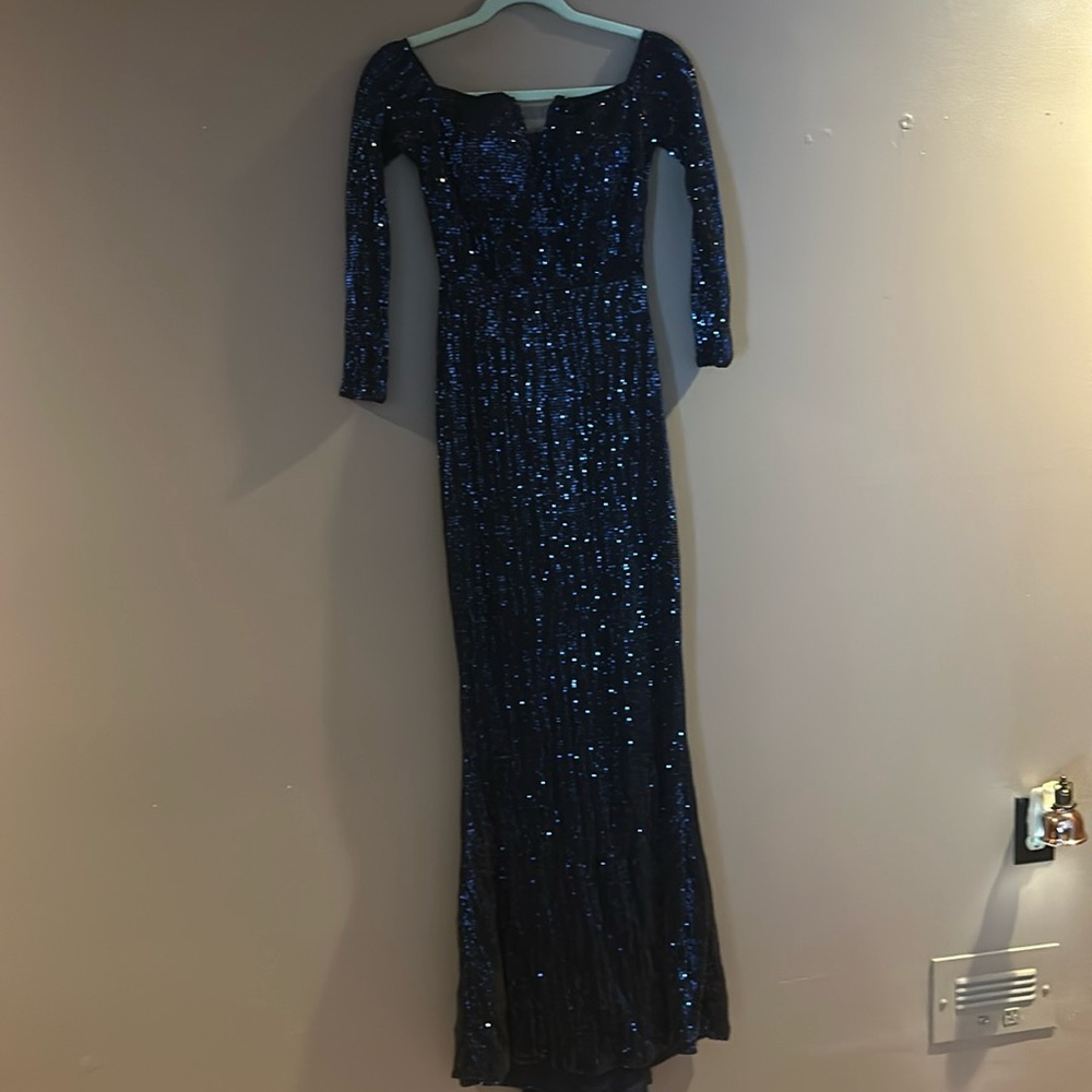 Miss Ord black/blue sequin 3/4 formal dress